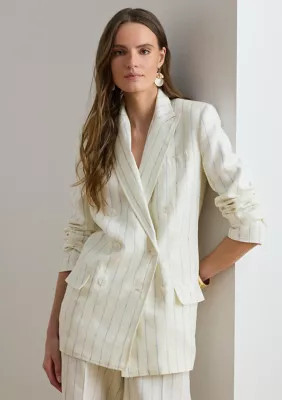 Lauren Ralph Lauren Women's Striped Linen Twill Blazer | Belk