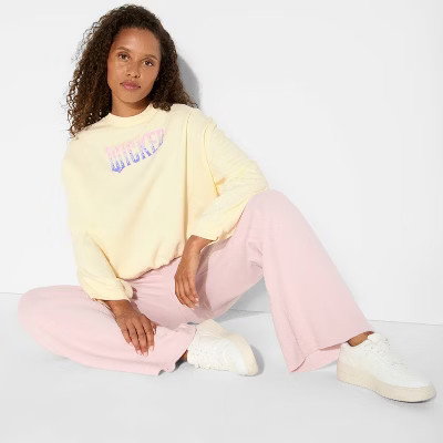 Women's Wicked Butterfly Pearl Graphic Sweatshirt - Cream S | Target
