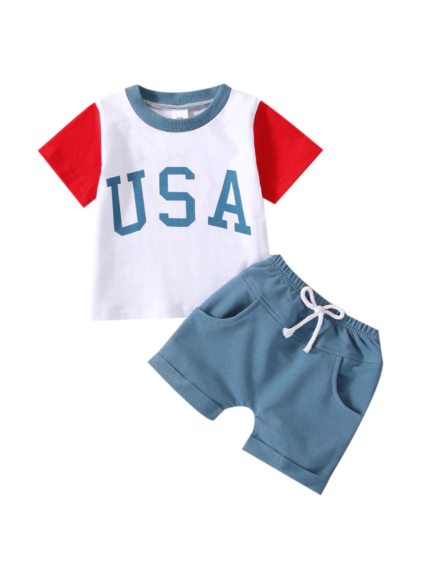 jaweiw Newborn Baby Boy 4th of July Outfit USA Tees Shirt Tops Jogger Shorts Set 2Pcs Independenc... | Walmart (US)