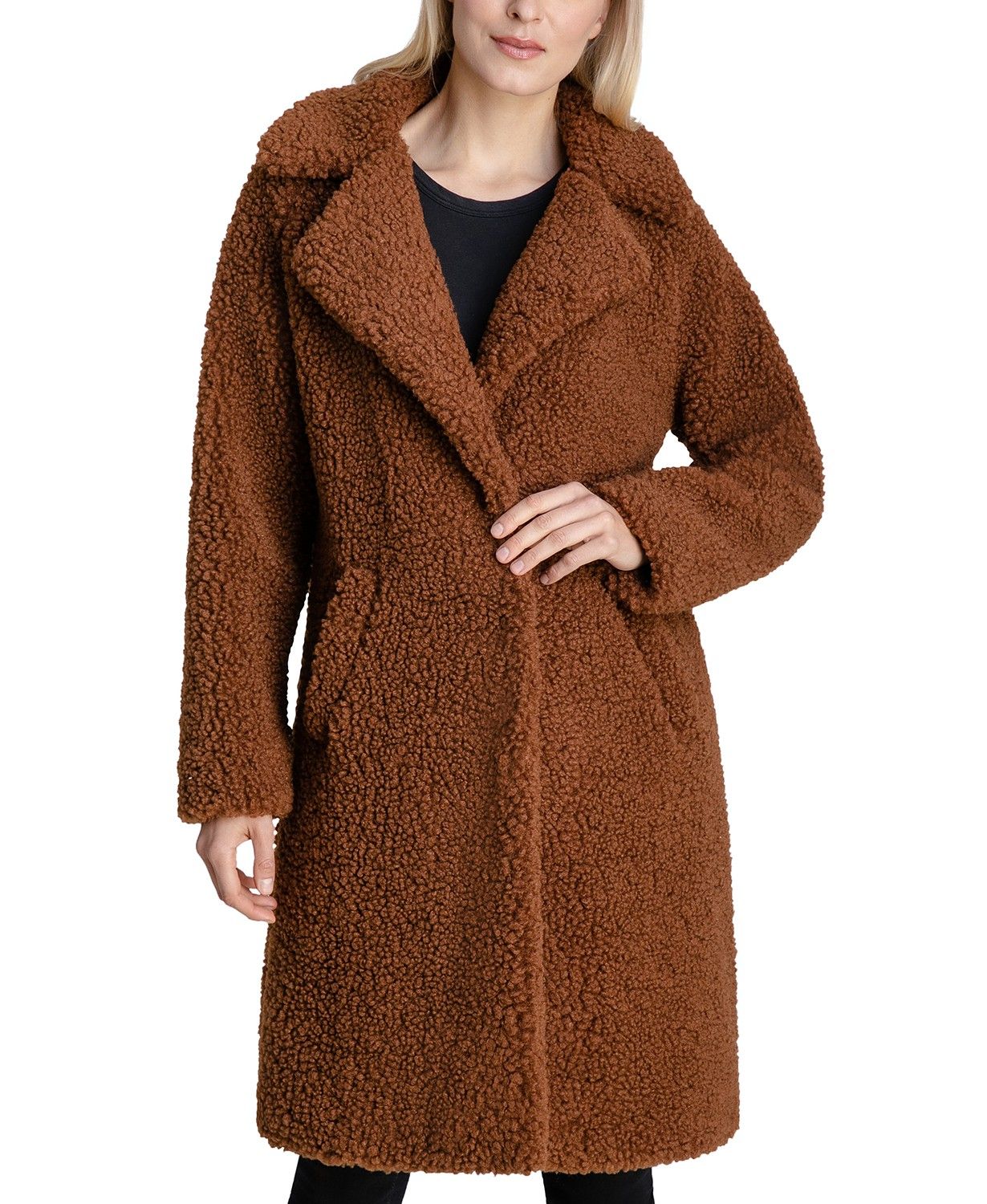 BCBGeneration Women's Notch-Collar Teddy Coat, Created for Macy's & Reviews - Coats & Jackets - W... | Macys (US)