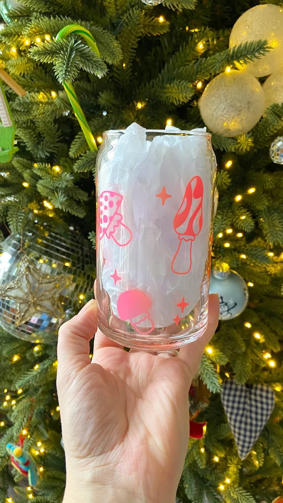 Mushroom Beer Can Glass  Iced Coffee Glass  Glass Coffee Cup | Etsy | Etsy (US)