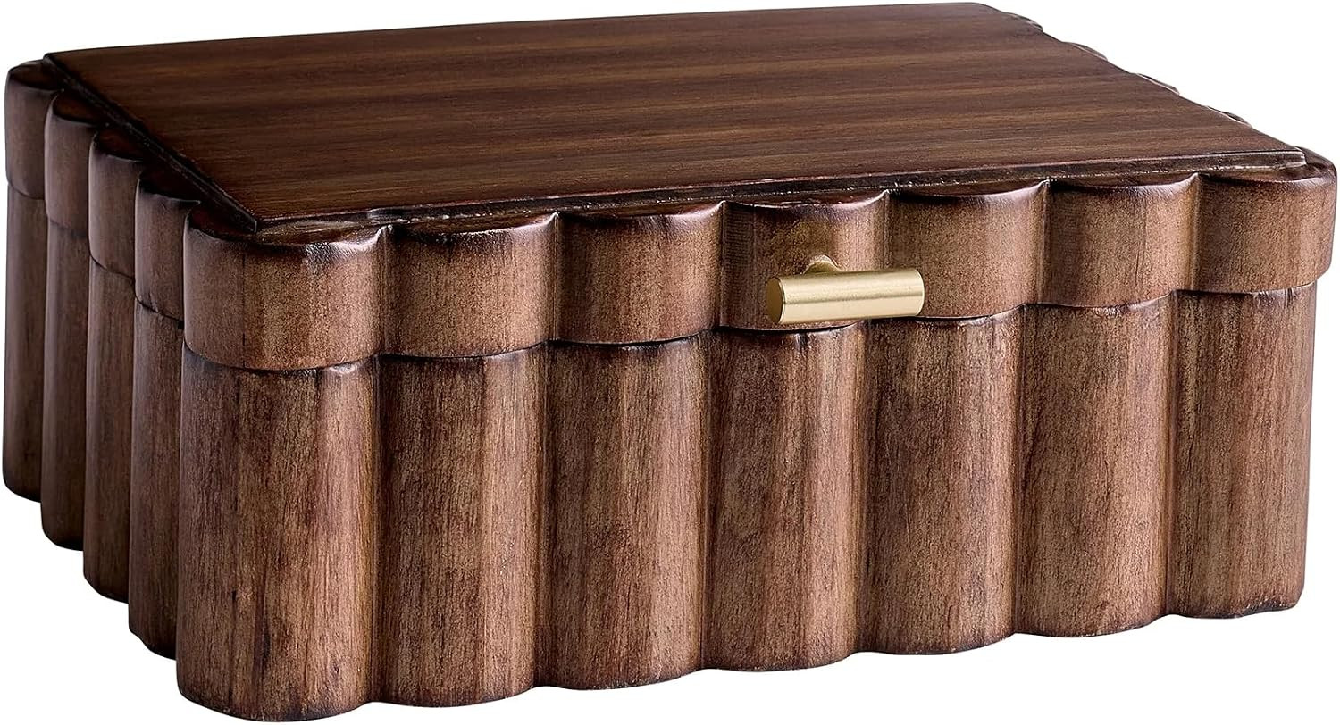 Decorative Wooden Box, Scalloped Jewelry Storage for Small Accessories | Amazon (US)