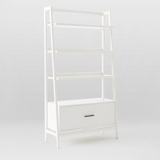 Mid-Century 38"" Bookshelf, Wide Tower, White | West Elm (US)