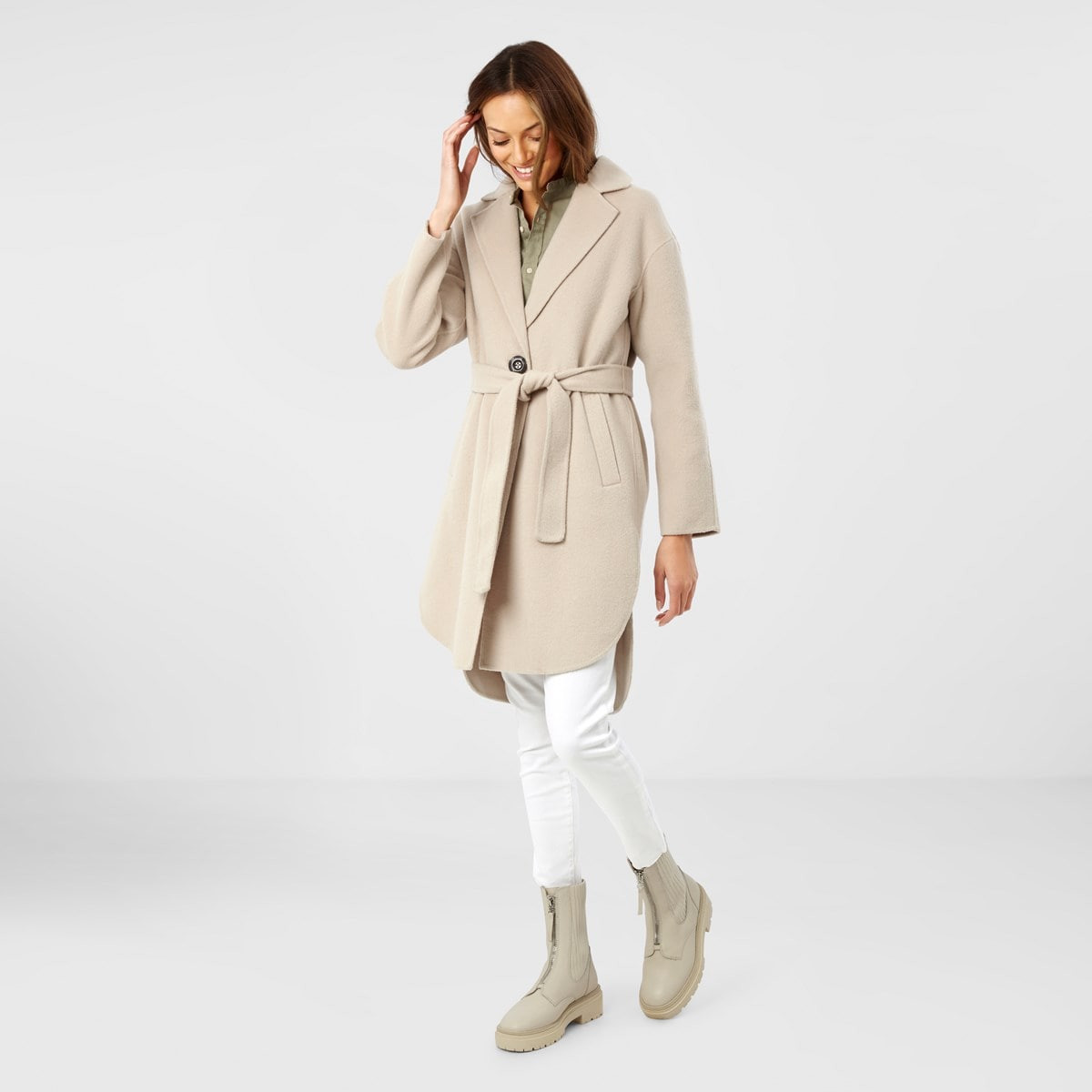 Single Breasted Belted Wool Coat | Sam Edelman