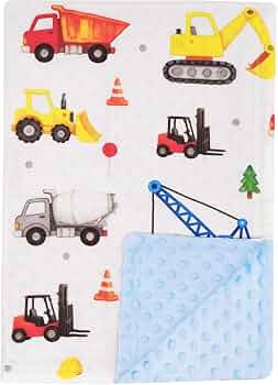 Construction Truck Minky Baby Blanket for Boys, Soft Nursery Blanket | Amazon (US)