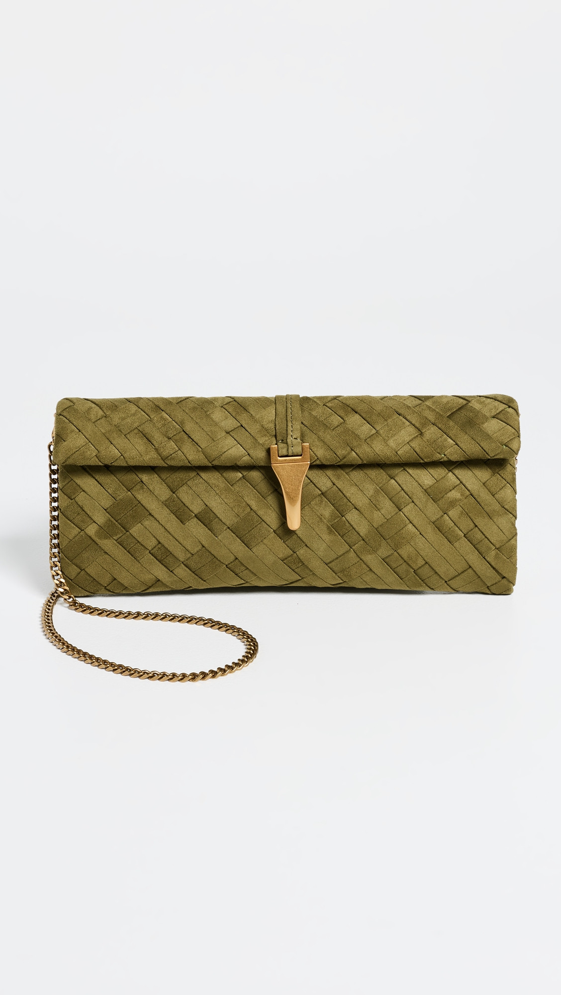 JW PEI Zaria Woven Clutch Dark Olive One Size | Shopbop