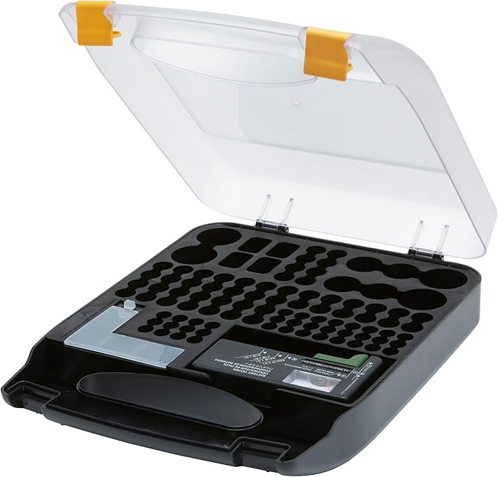 Amazon Basics Battery Organizer with Tester, Wall-Mounted Design, Handle Holds 110 Batteries,9.37... | Amazon (US)