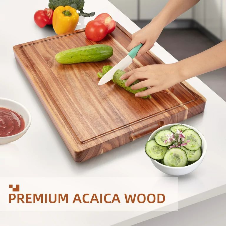 Cibeat Wood Cutting Board 24x18in Kitchen Extra Large Heavy Duty Butcher Block with Juice Groove ... | Walmart (US)