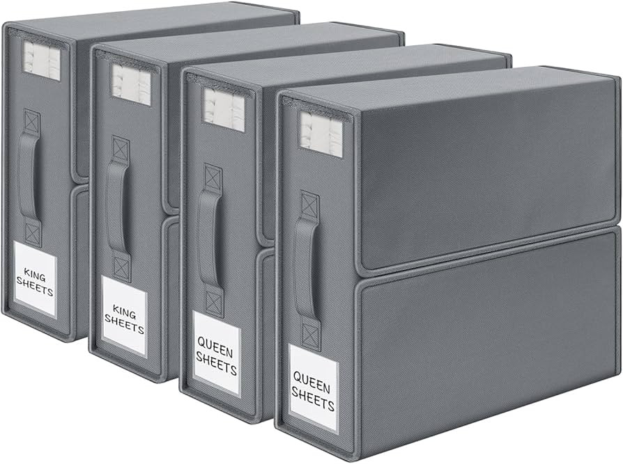 BDZBREN Bed Sheet Set Organizer,4-Pack Foldable Sheet Set Organizer with Zipper for Queen or King... | Amazon (US)