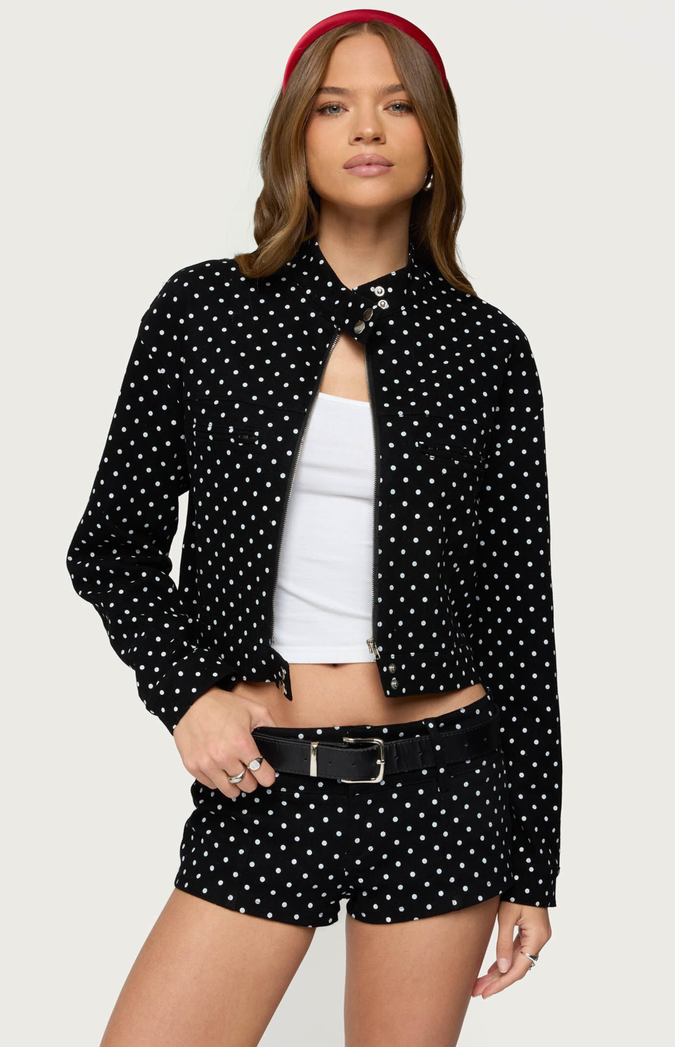 Edikted Women's Tabitha Polka Dot Jacket in Black - Size Small | PacSun