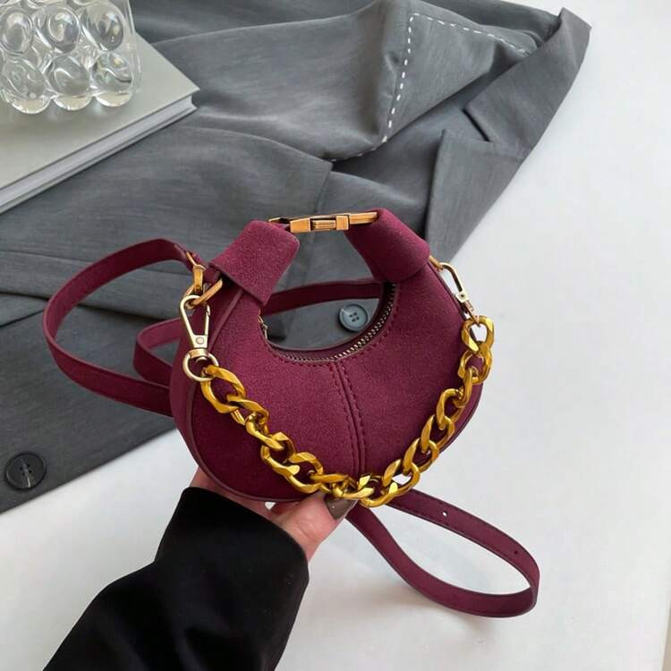 Niche Mlini Dumpling Bag, $Mall Crescent Moon Shoulder Bag, Cute Micro Handbag For Women, Unique ... | SHEIN