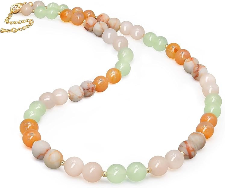 Beaded Necklace for Women,8MM Jasper Stone Necklace, Handmade Fashion Jewelry Gifts,Bead Choker N... | Amazon (US)