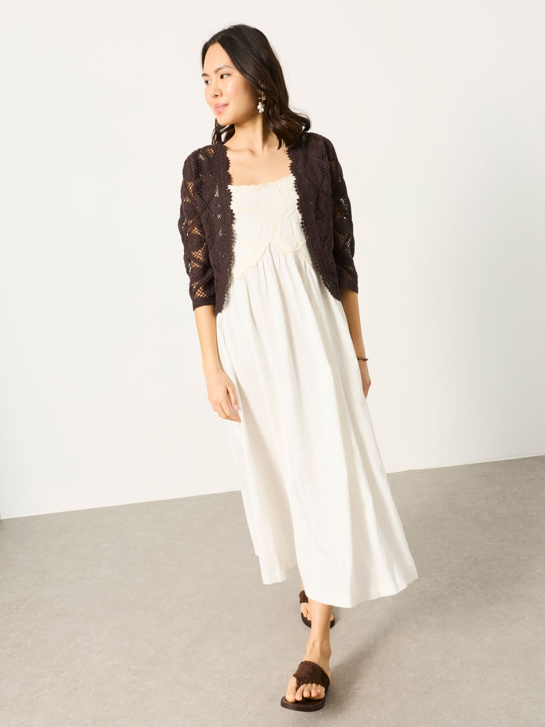 Hazel Ivory Regular Embroidered Midi Dress | Fat Face