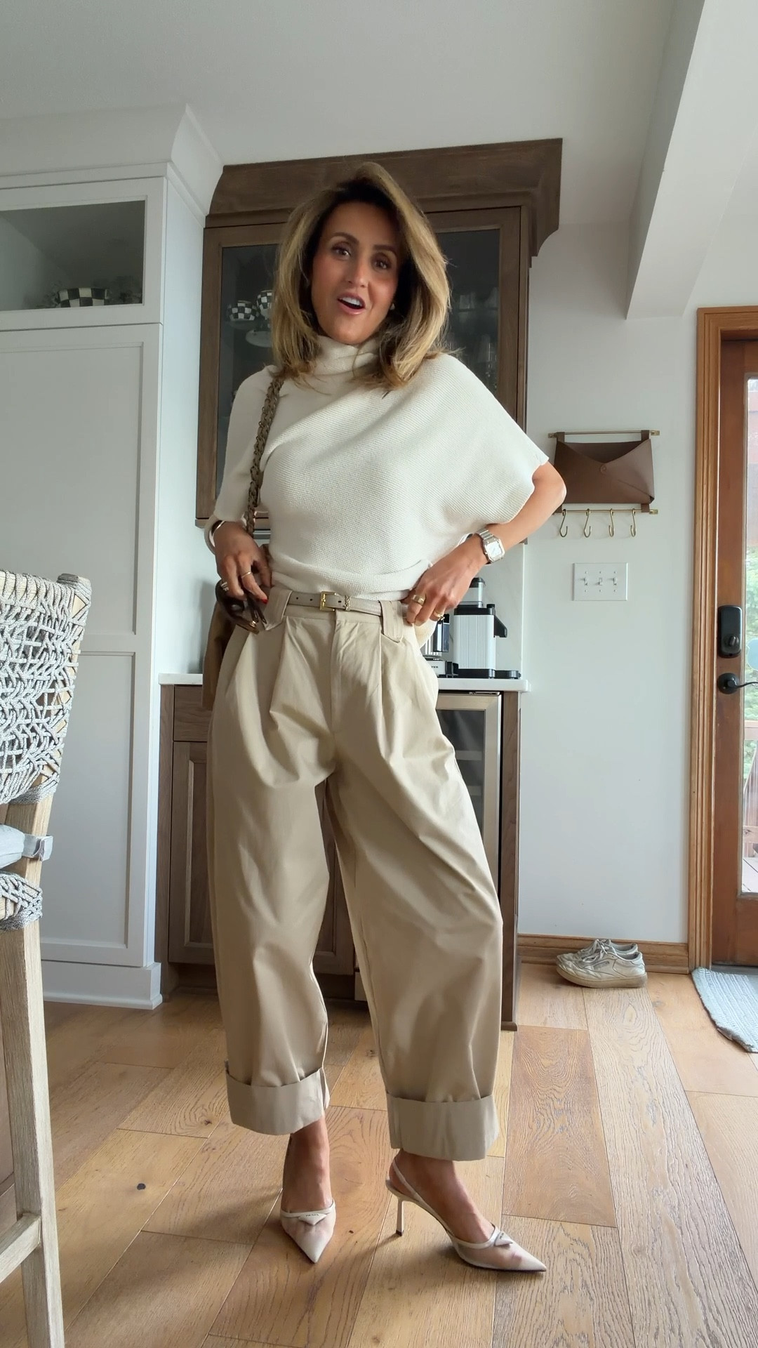 Saturday date night outfit - Zara outfit size xs on knit asymmetrical top and ballon pants 
Prada slingback 
Chanel bag 

#LTKootd #LTKSeasonal #LTKOver40