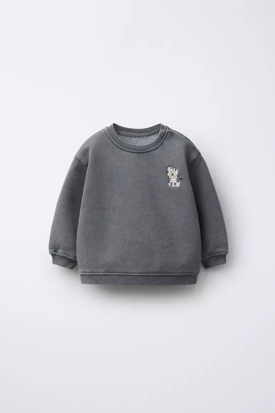 EMBROIDERED WASHED EFFECT SWEATSHIRT | Zara US