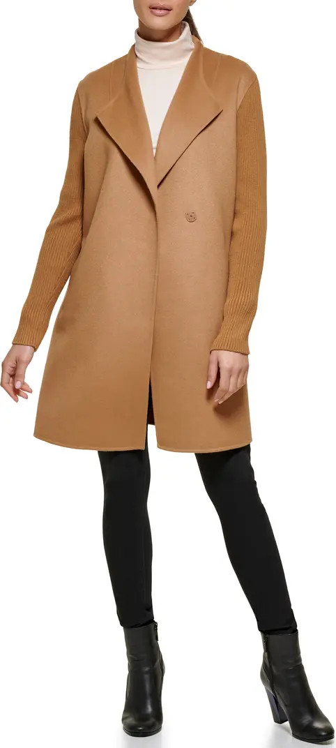 Knit Sleeve Wool Blend Coat | Nordstrom Rack