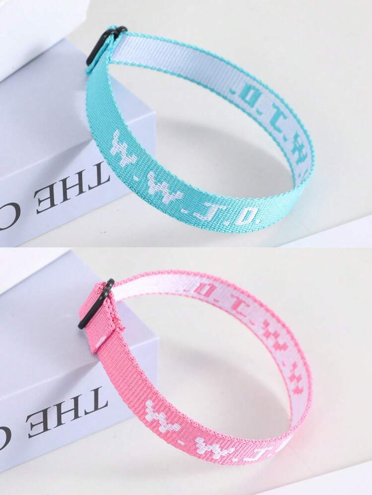 2pcs WWJD Bracelet, Handmade Embroidered Braided Rope Bracelet, Inspirational Christian Accessory, Unisex Sports Wristband | SHEIN