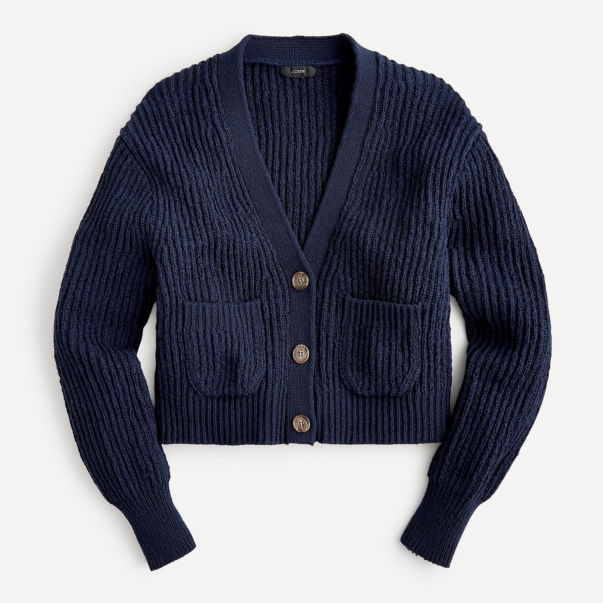 Cropped patch-pocket beach cardigan sweater | J.Crew US