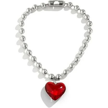 Big Heart Pendant Choker Necklace - Chunky Glass Heart Jewelry | Walmart (US)