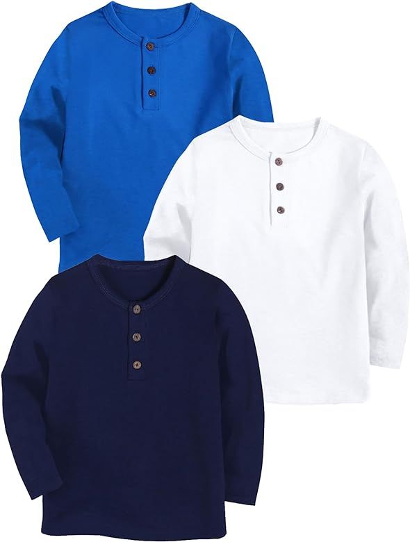 Arshiner Toddler Boys 3 Pack Long-Sleeve Henley T-Shirts Casual Cotton Graphic Shirt for 2-9 Year... | Amazon (US)