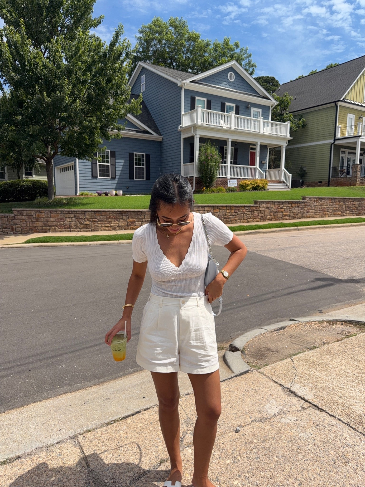 European summer outfit. Linen shorts. Mid length shorts. White blouse. Work outfit.

#LTKgrwm #LTKootd #LTKWorkwear