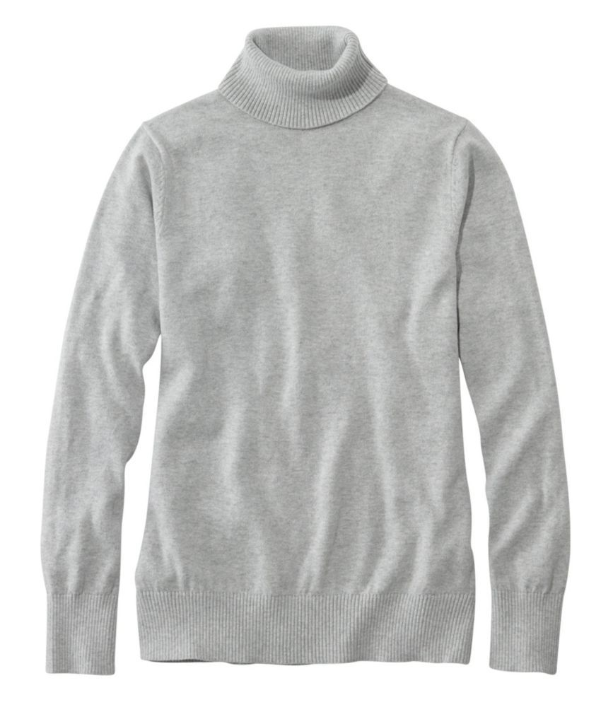 Women's Cotton/Cashmere Sweater, Turtleneck Gray Large | L.L. Bean
