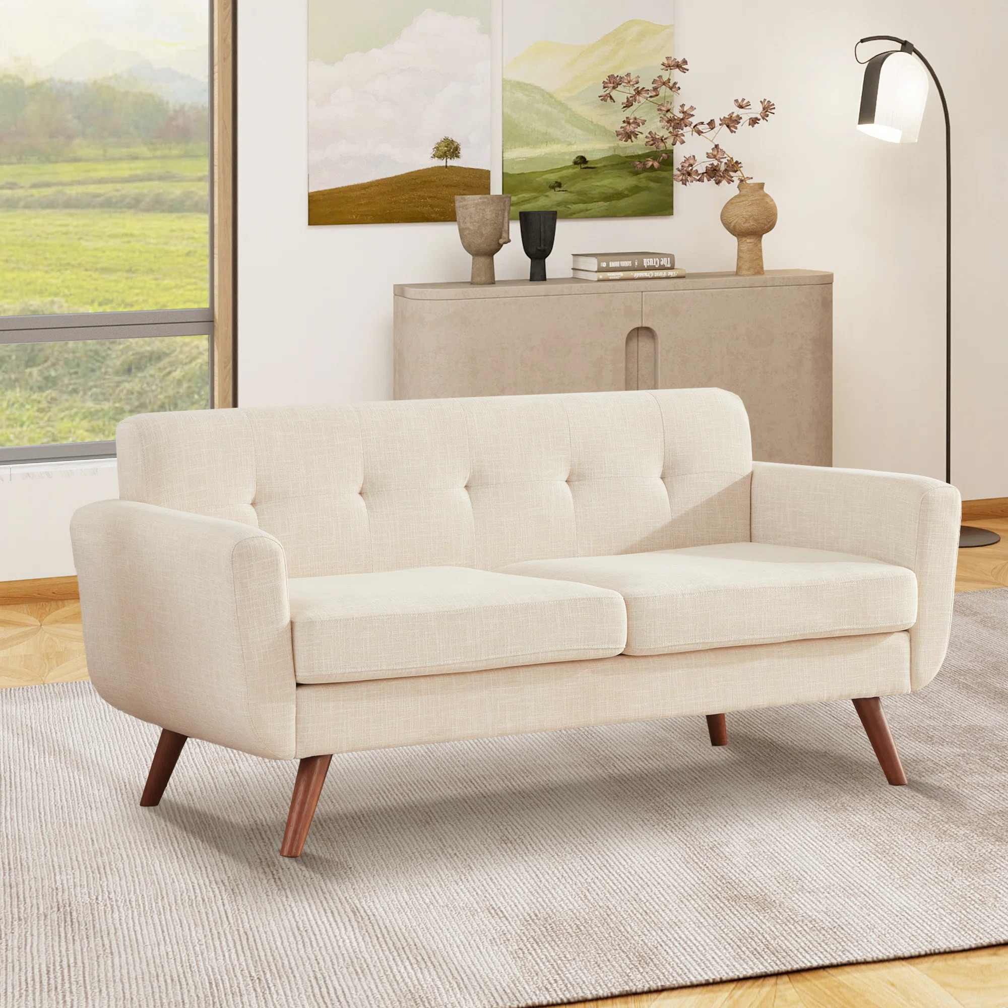 Jadier 66" Upholstered Loveseat Square Sofa | Wayfair North America