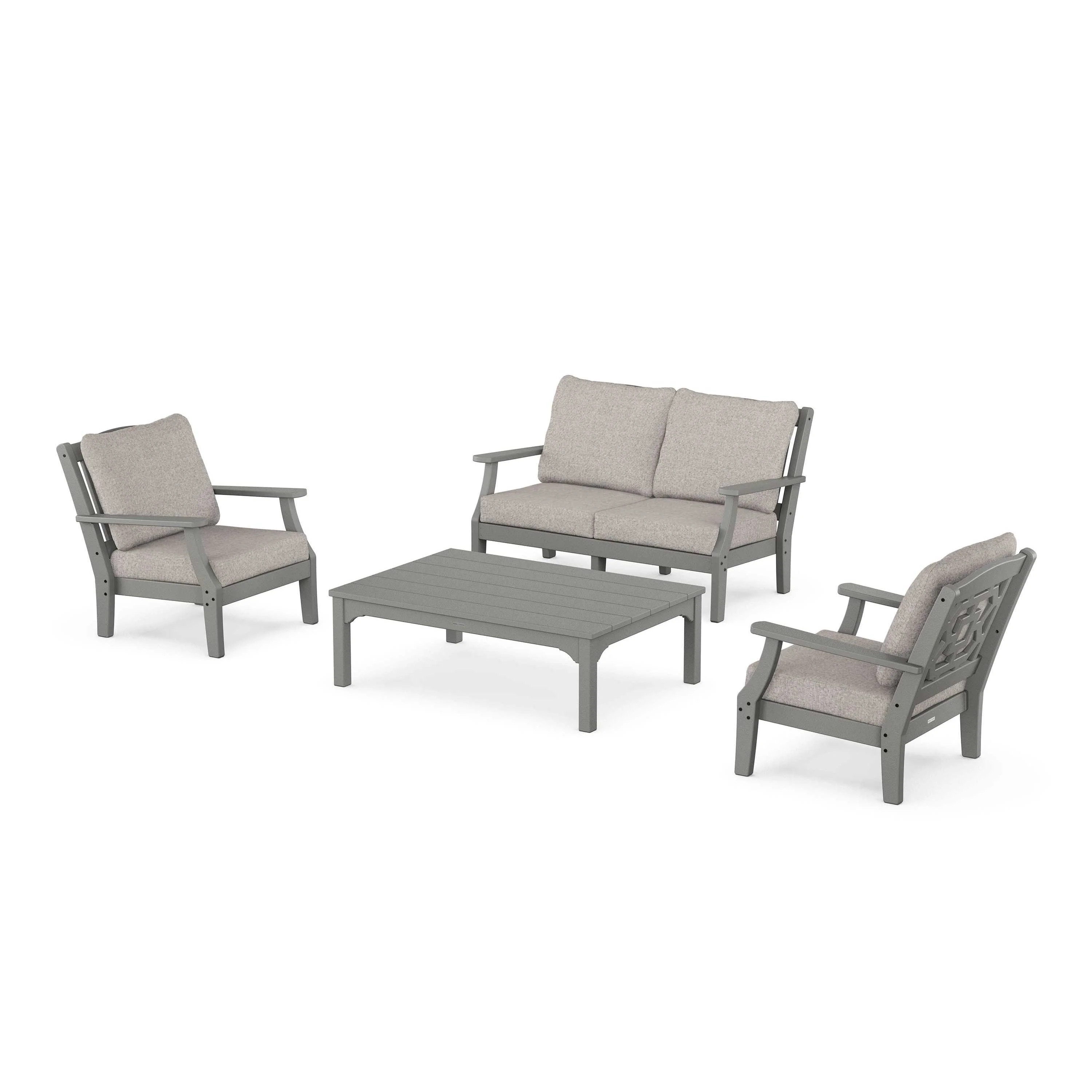Chinoiserie 4-Piece Deep Seating Set with Loveseat | POLYWOOD