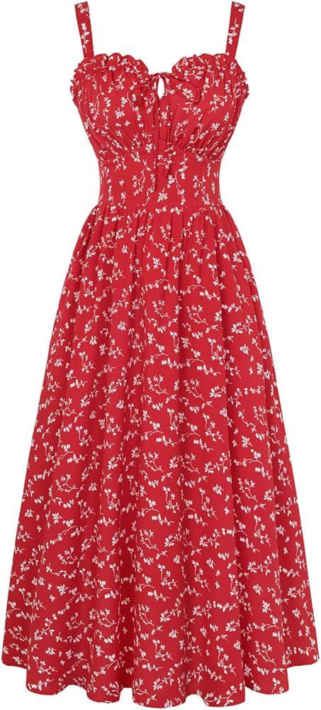 SCARLET DARKNESS Damen Sommerkleid Lang \u00c4rmellos Blumendruck Chiffonkleid Spaghettitr\u00e4g... | Amazon (DE)