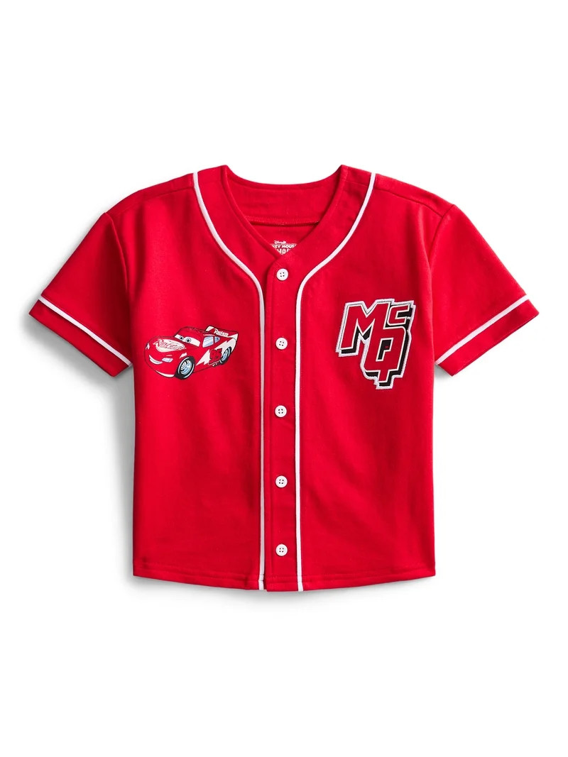 Pixar Cars Toddler Button Down Baseball Jersey with Short Sleeves, Sizes 12M-5T | Walmart (US)