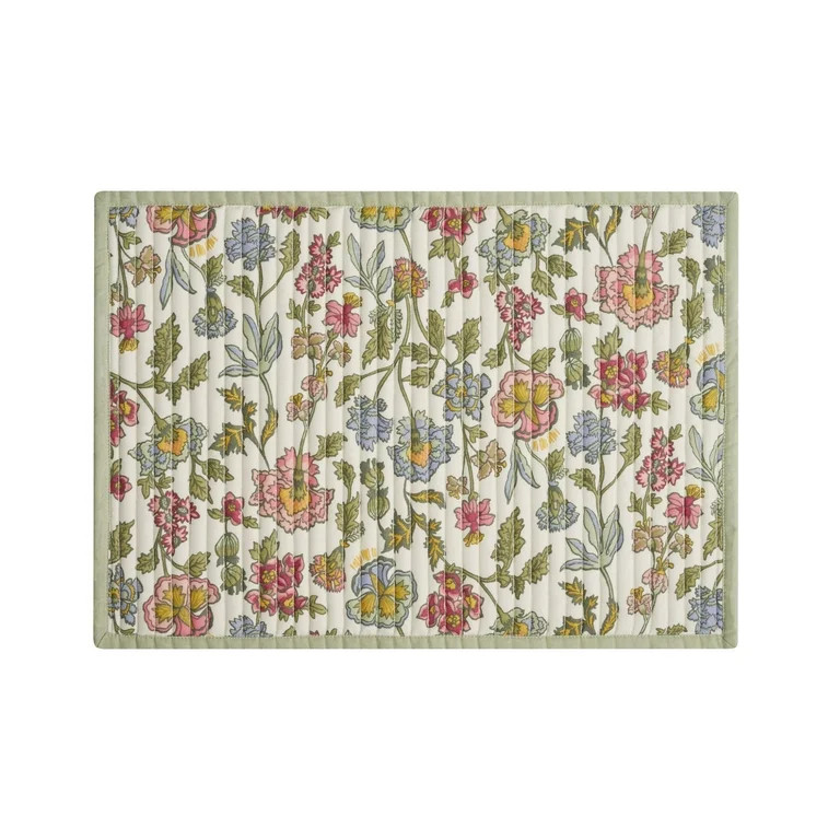 Beautiful Wildflower Quilted Print Fabric Placemat by Drew Barrymore, Multiple, 20"W x 14" | Walmart (US)