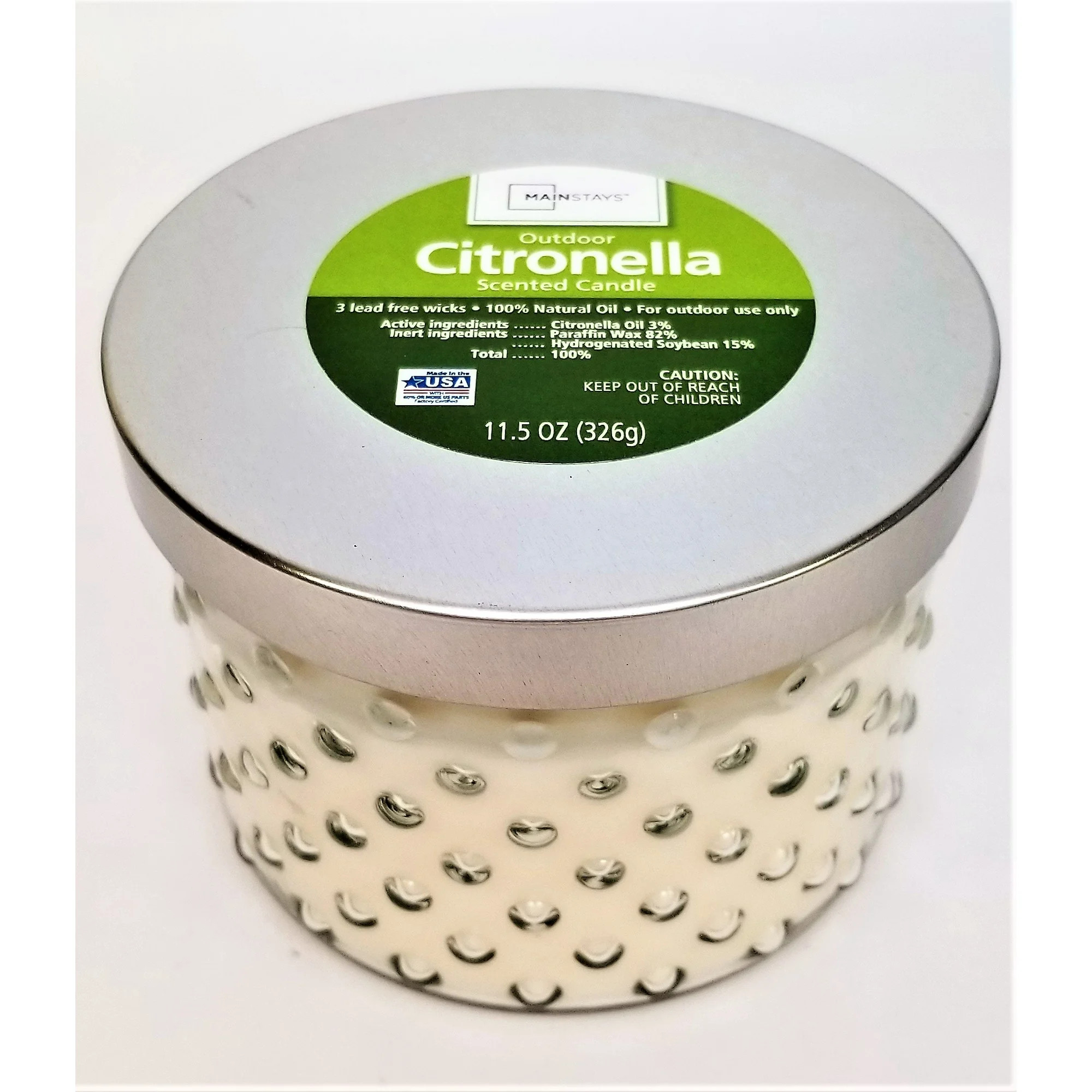 Mainstays Outdoor Hobnail White Citronella Candle, 11.5 oz | Walmart (US)