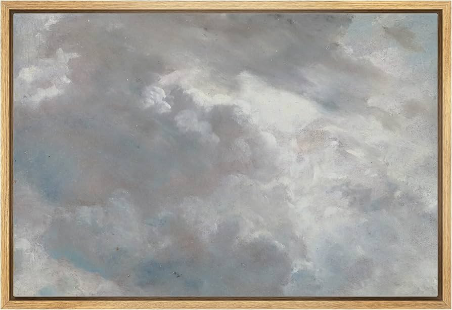 MUDECOR Framed Canvas Print Wall Art Gray White Storm Cloud Pastel Skyline Nature Wilderness Illu... | Amazon (US)