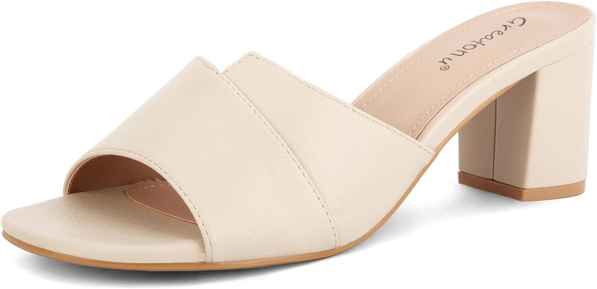 Greatonu Heeled Sandals Square Toe Sandals Slip On Fashion Wedding Chunky Block Mule Heels for Wo... | Amazon (US)