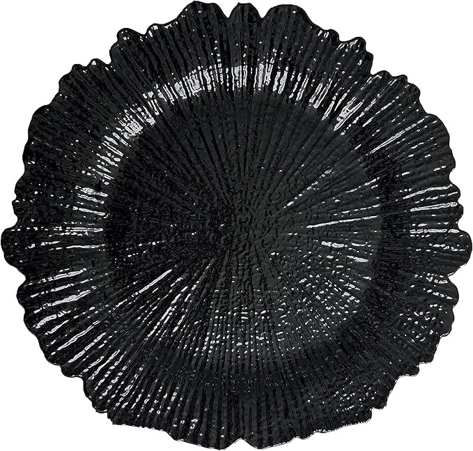 Henilosson 13 inch Black Charger Plates,Round Plastic Reef Plate Chargers for Dinner Plates,Weddi... | Amazon (US)