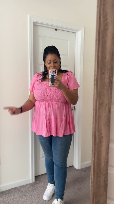 Pink baby doll shirt for spring  

#LTKsalealert #LTKSeasonal #LTKplussize