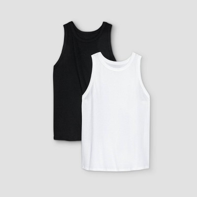 Women's Slim Fit Ribbed 2pk Bundle Tank Top - A New Day™ Black/White XL: Cotton Modal Blend, Sleeveless Crew Neck, Pullover Style | Target