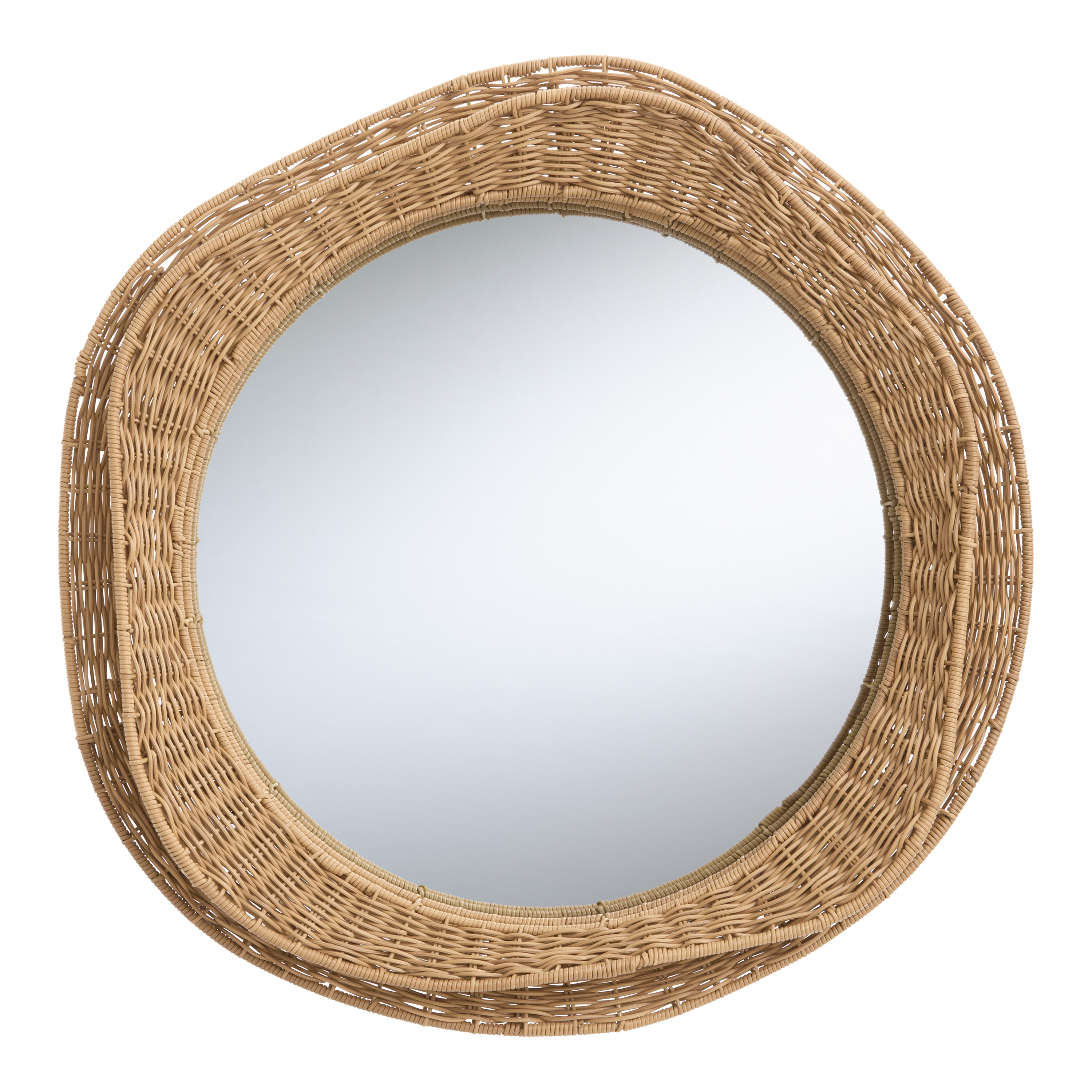 Natural Faux Rattan Organic Outdoor Wall Mirror | World Market