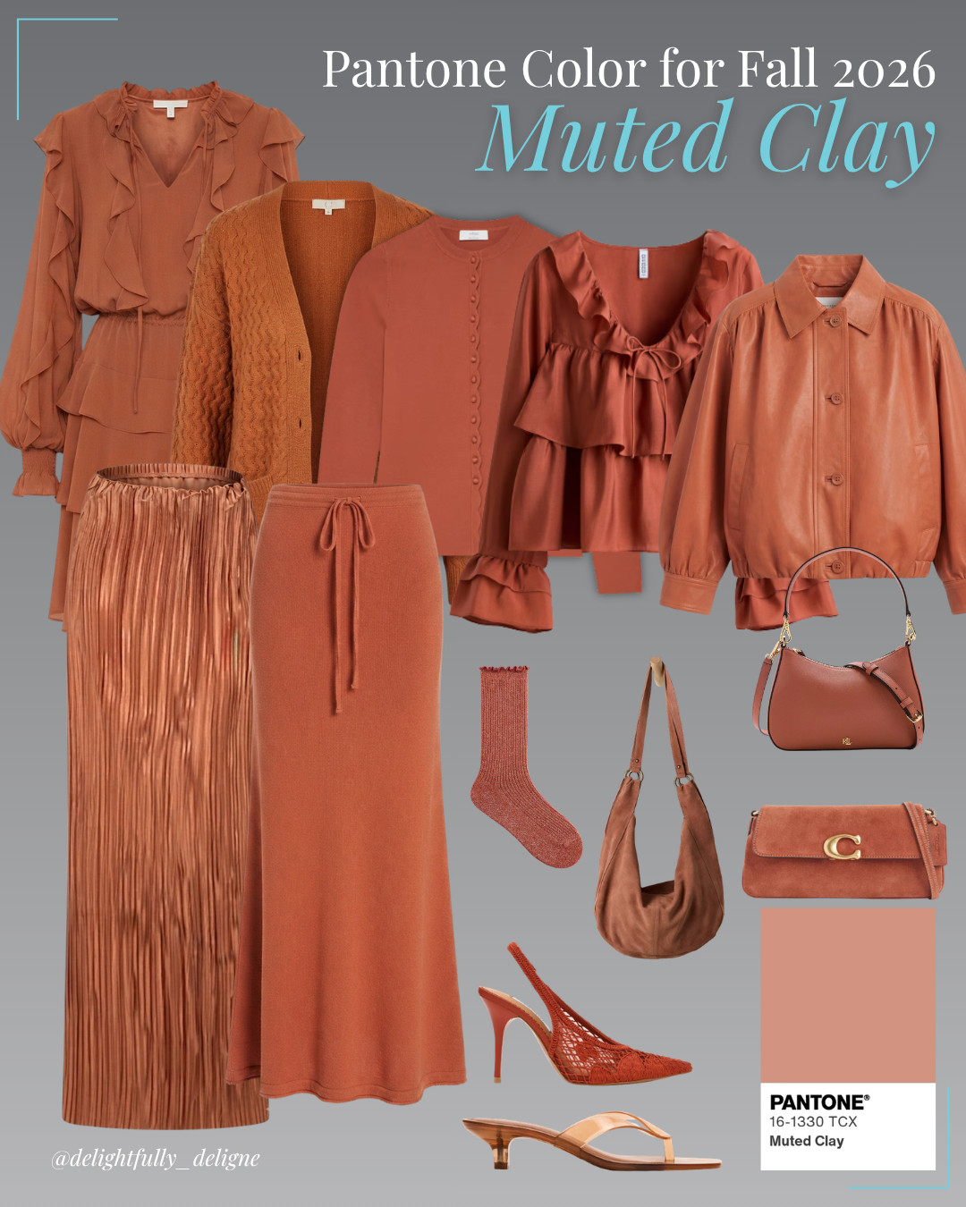 Pantone F/W-26/27 Trending Color 
“Muted Clay” 🧡 This warm, earthy shade is perfect for transitioning into fall.

#LTKootd #LTKSeasonal #LTKOver40