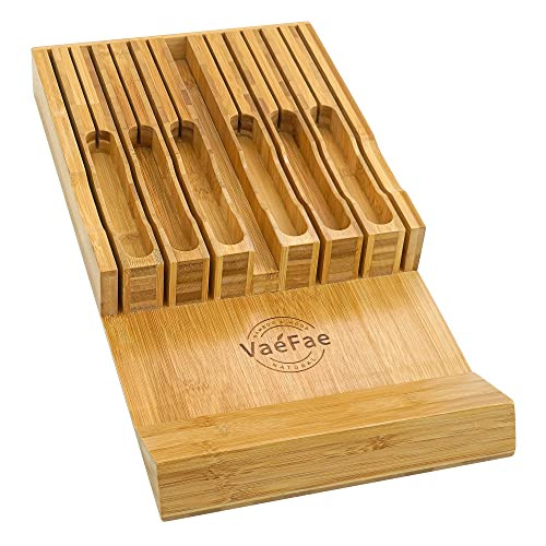 In-Drawer Knife Block, Bamboo Knife Drawer Organizer Insert, Kitchen Knife Holder Drawer for 12 K... | Amazon (US)