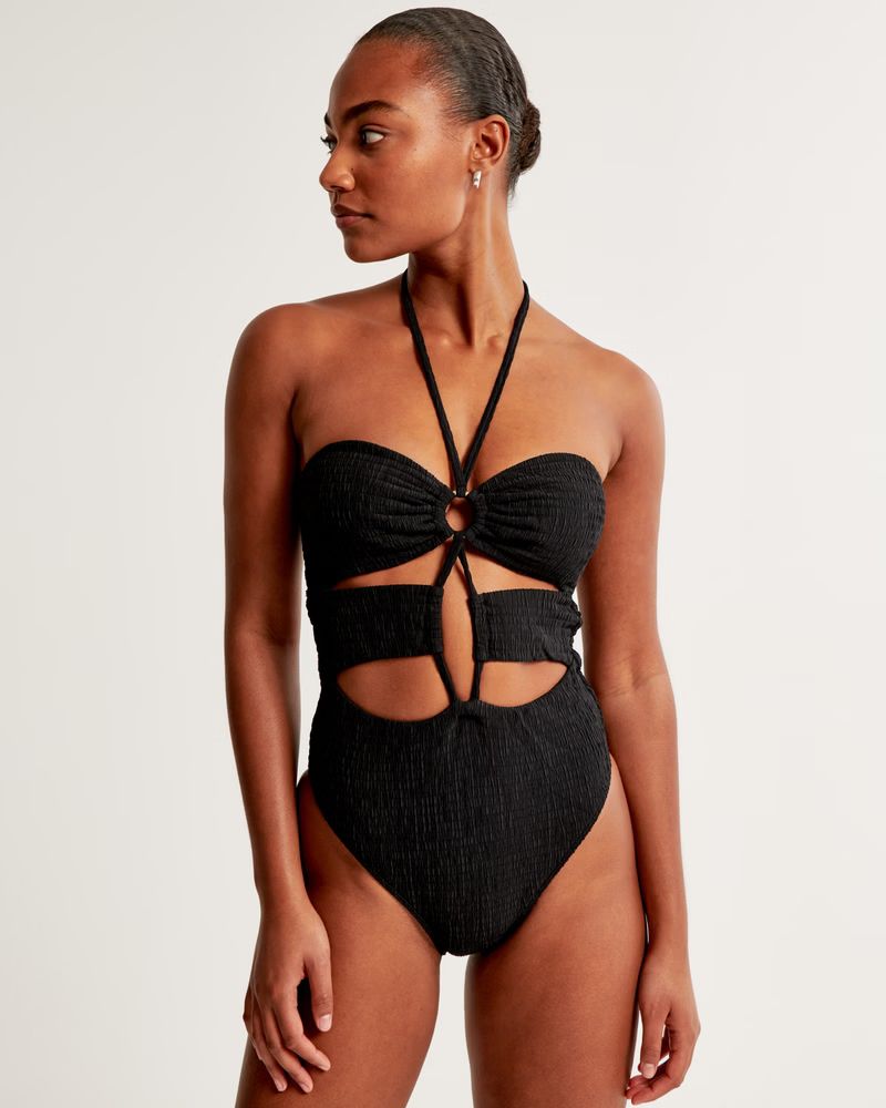 Halter O-Ring One-Piece Swimsuit | Abercrombie & Fitch (US)