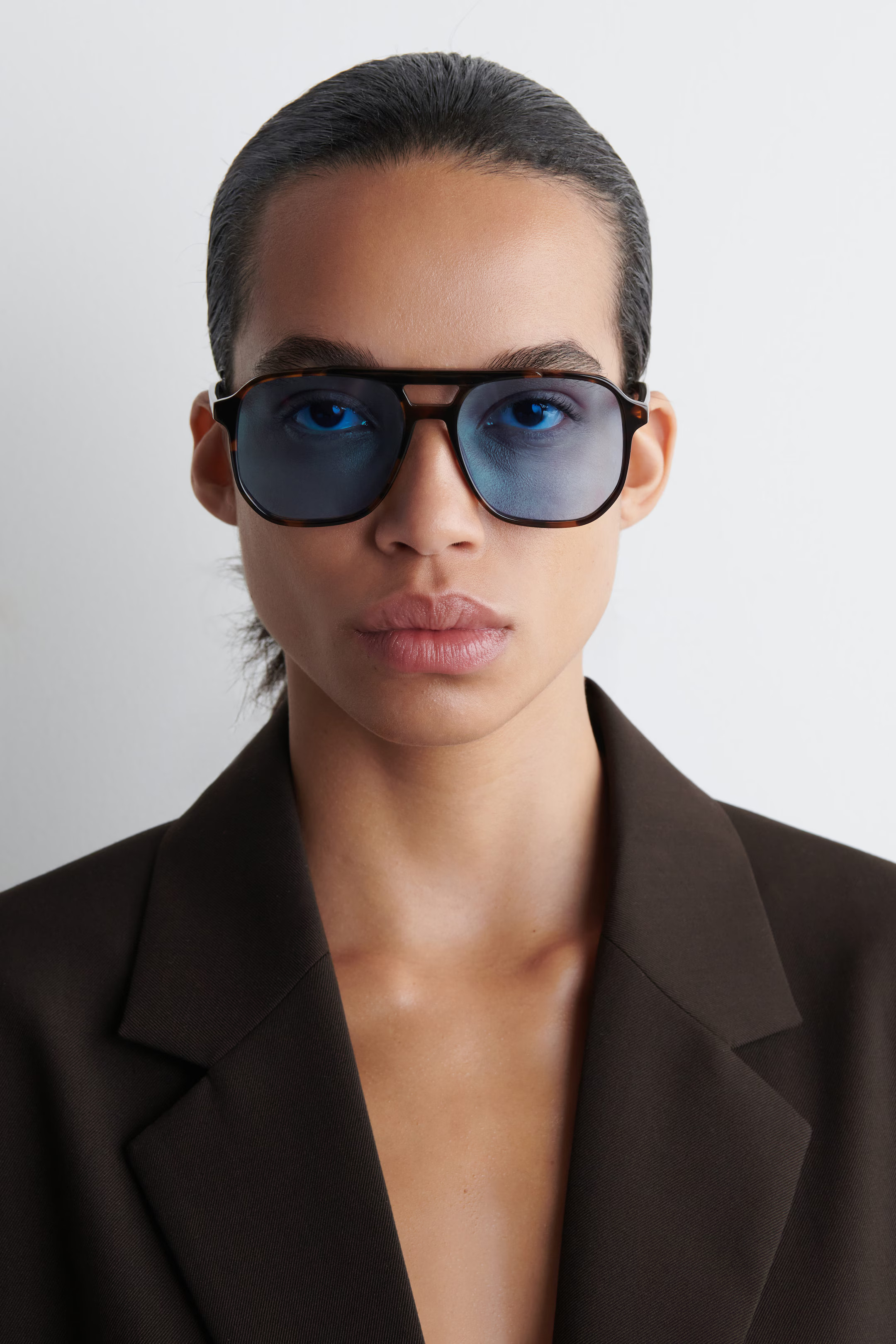 OVERSIZED SQUARE-FRAME AVIATOR SUNGLASSES - TORTOISESHELL / BLUE | COS | COS (EU)