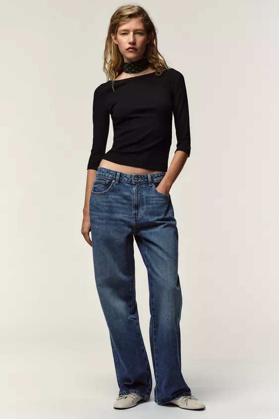 BUTTON RIBBED T-SHIRT | Zara US