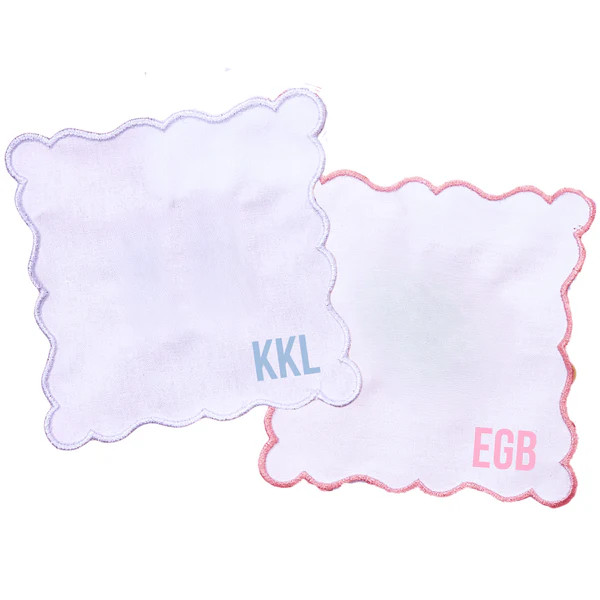 Classic Scalloped Cocktail Napkins (Set of 4) | Sprinkled With Pink