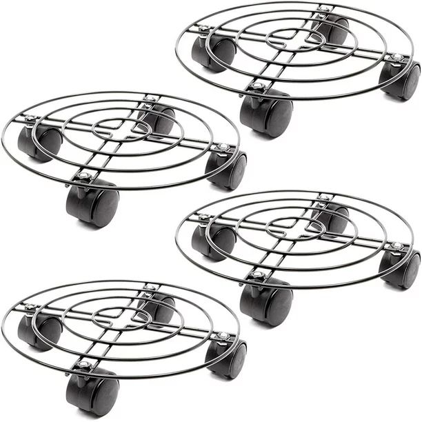 4 Pack 10.6" Iron Plant Caddy with Heavy Duty Wheels Casters, Metal Plant Dolly Rolling Flower Po... | Walmart (US)