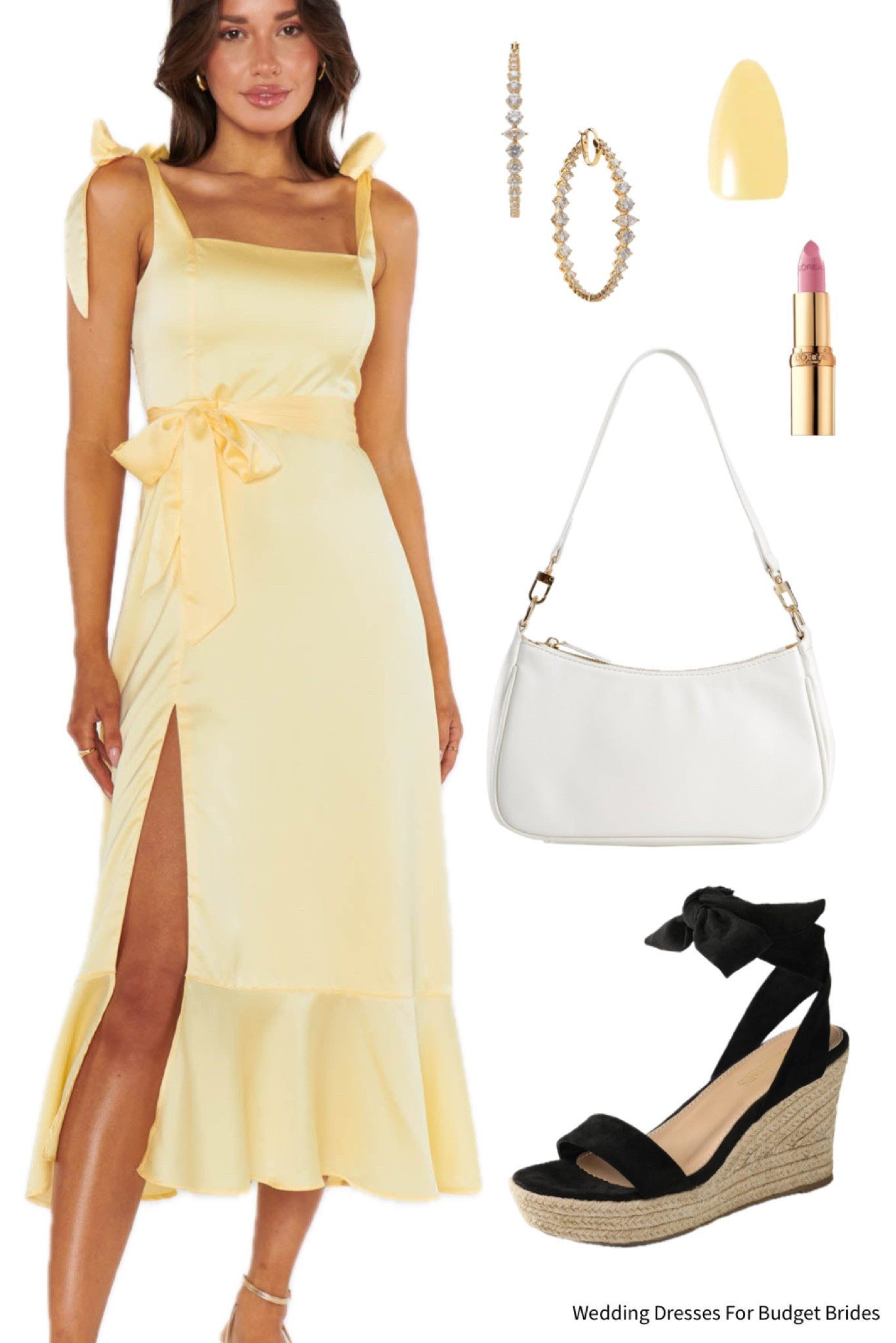 Pretty bridal shower outfit idea for the bride to be.

#mumuweddings #brideshoes #ruffleddresses #yellowdresses #sundresses 

#LTKWedding #LTKSeasonal #LTKStyleTip