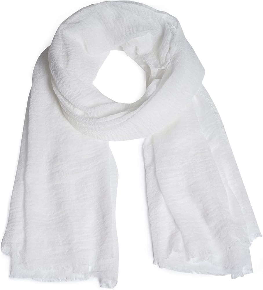 Women Summer Cotton Blend Crinkle Vintage Soft Long Scarf Linen Beach Shawl Wrap | Amazon (US)