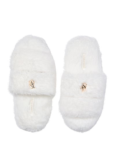 Luxe Plush Double Strap Slippers, White/ivory, L - Women's - Victoria's Secret | Victoria's Secret (US / CA )