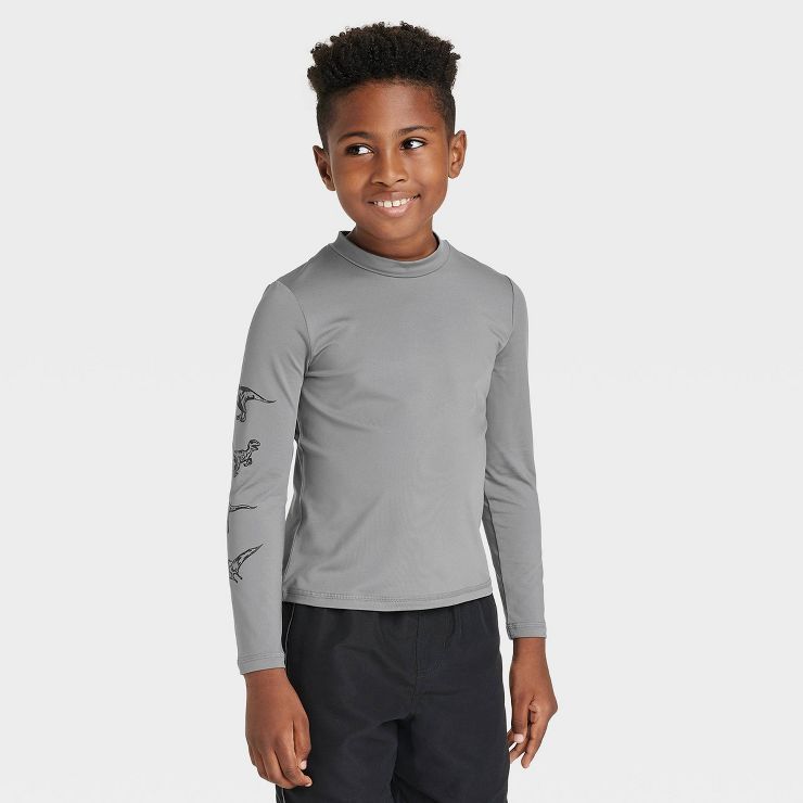 Boys' Dinosaur Long Sleeve Rash Guard Swim Shirt - Cat & Jack™ Gray | Target