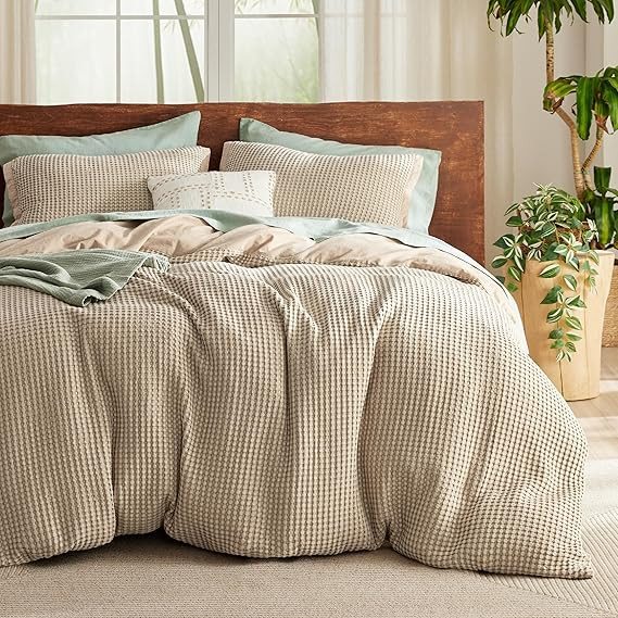Bedsure Cooling Waffle Duvet Cover Queen - Cotton Blend Rayon Derived from Bamboo Duvet Cover Set... | Amazon (US)